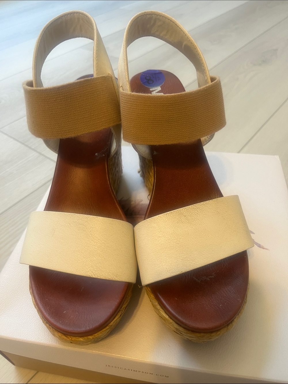 MIA Cream and Tan Espadrille Wedge Sandals